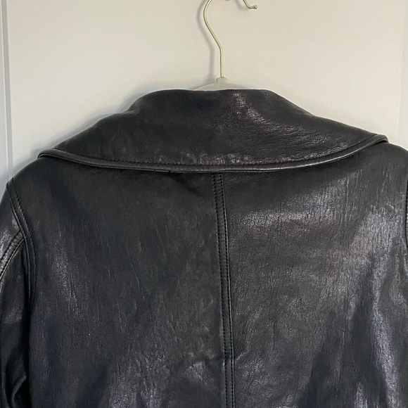 Andrew Marc wide collar zip genuine real Leather Jacket women’s black - Picture 10 of 14